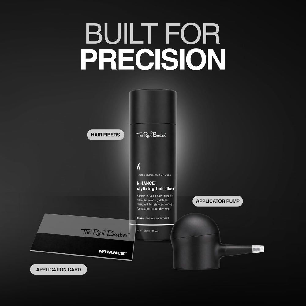 The Rich Barber stylizing hold spray bottle demonstrating long-lasting hold and finish