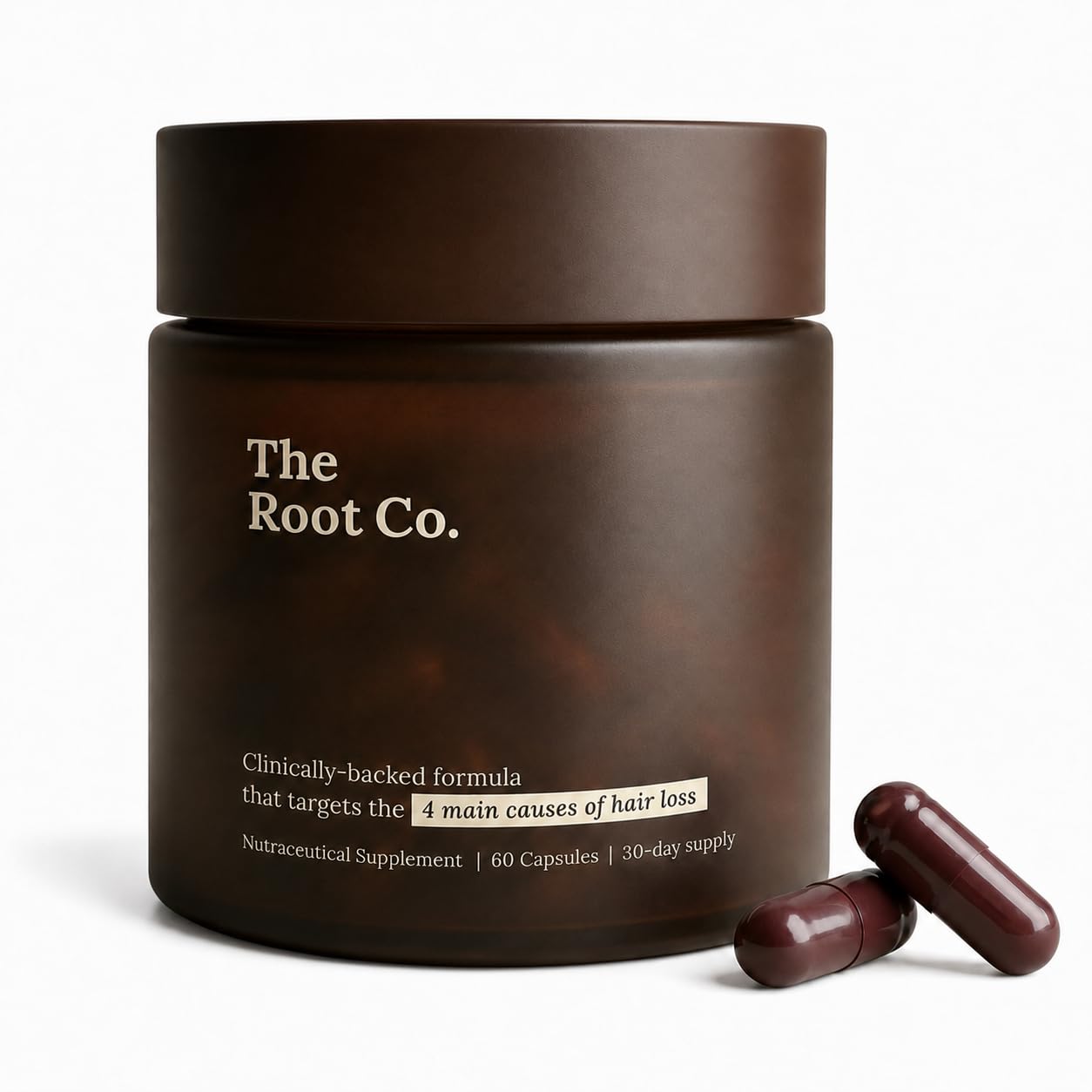 The Root Co. front packaging showing bottle and branding for clear product ID and trust