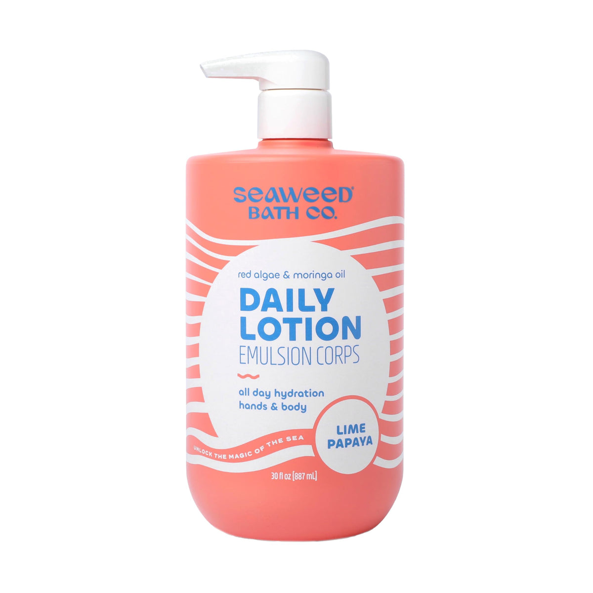 The Seaweed Bath Co. front bottle view showing fresh lime papaya scent and hydration