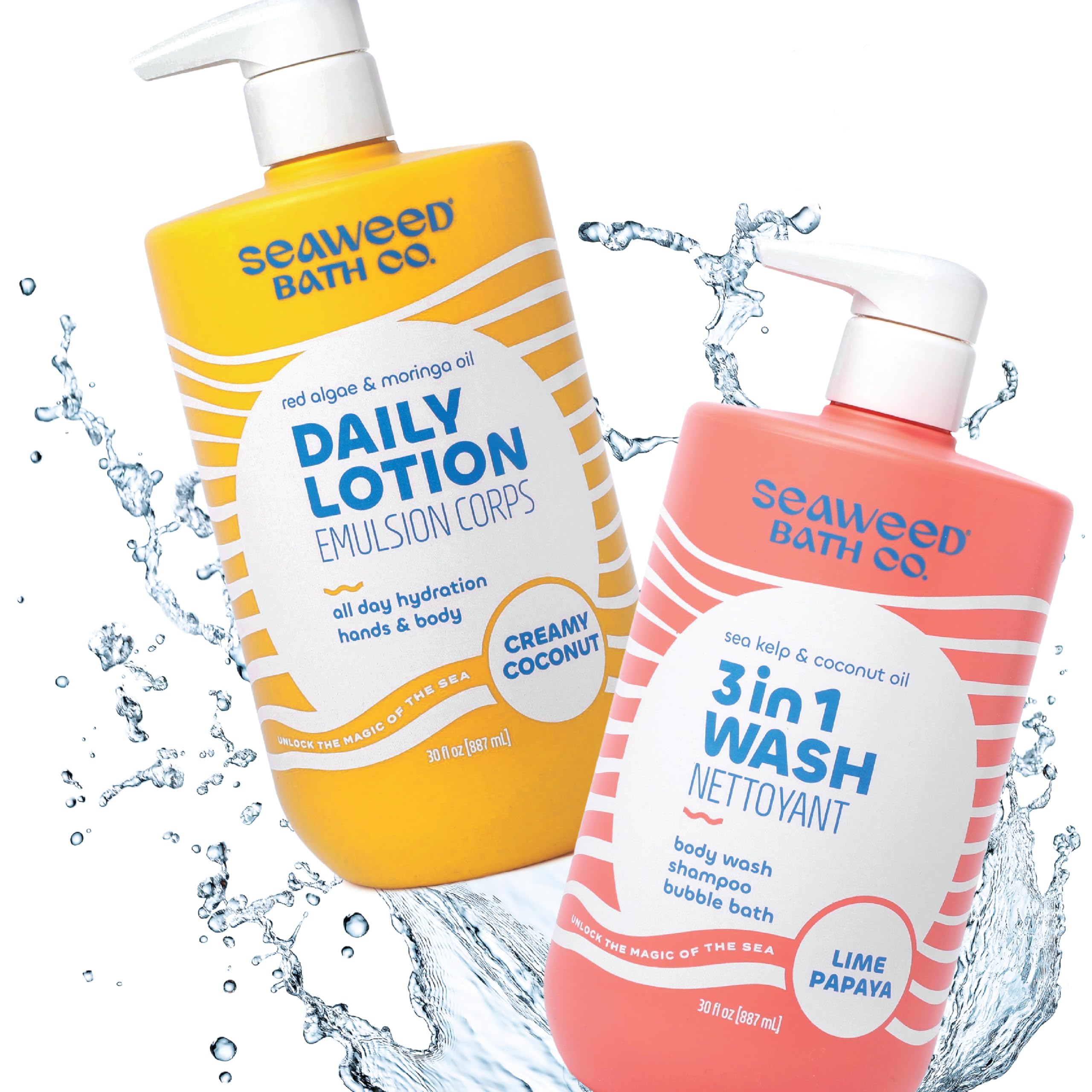 The Seaweed Bath Co. label close-up highlighting vegan, cruelty-free and clean formulation