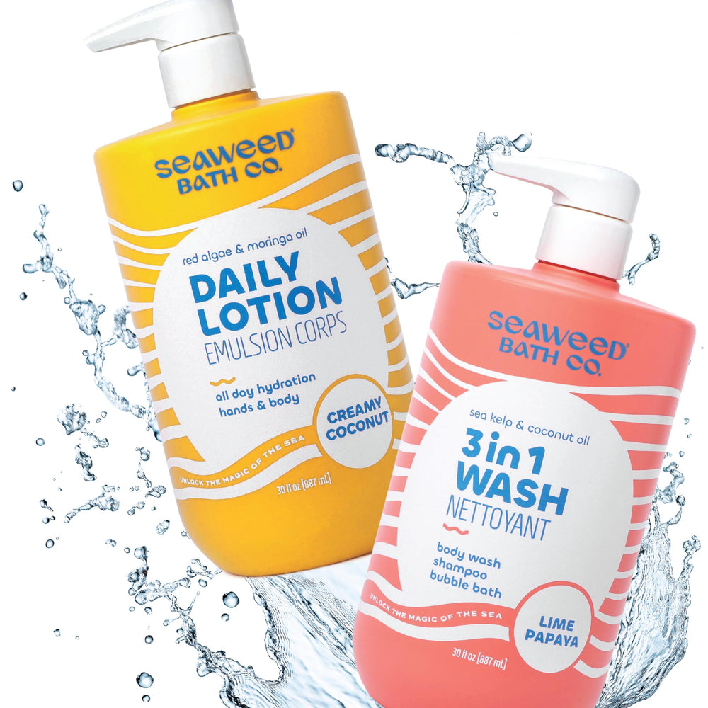 The Seaweed Bath Co. label close-up highlighting vegan, cruelty-free and clean formulation