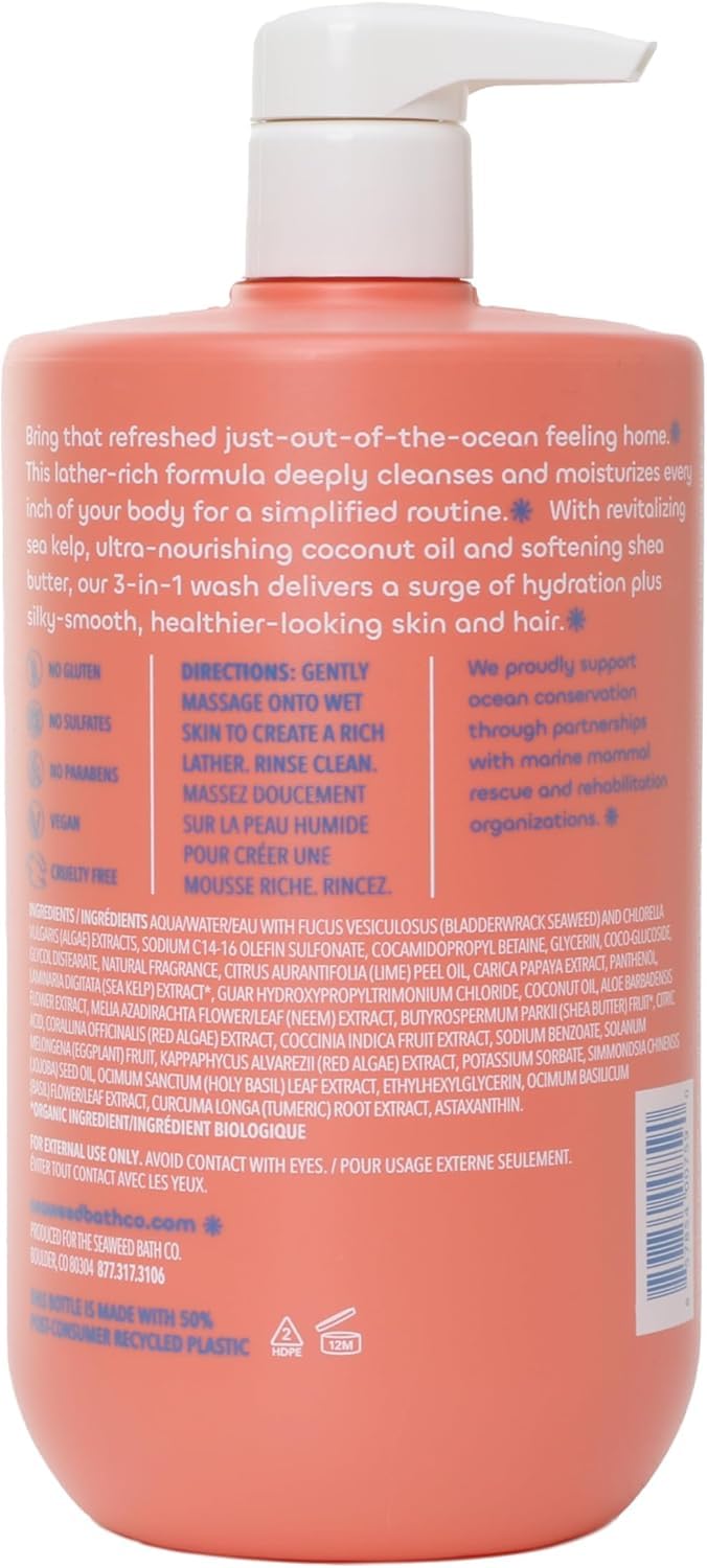 The Seaweed Bath Co. on bathroom shelf in lifestyle scene conveying freshness