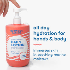The Seaweed Bath Co. pump dispensing lotion showing convenient everyday use