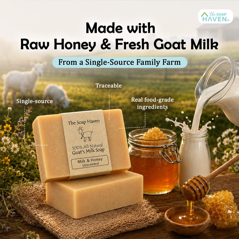 The Soap Haven close-up of bar texture highlighting creamy surface and gentle exfoliation benefit