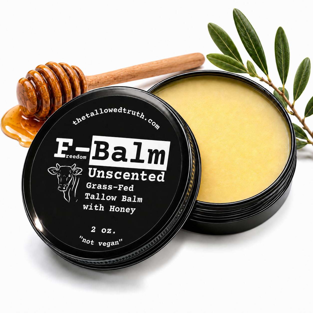 The Tallowed Truth front jar packaging showing unscented honey and clear benefits