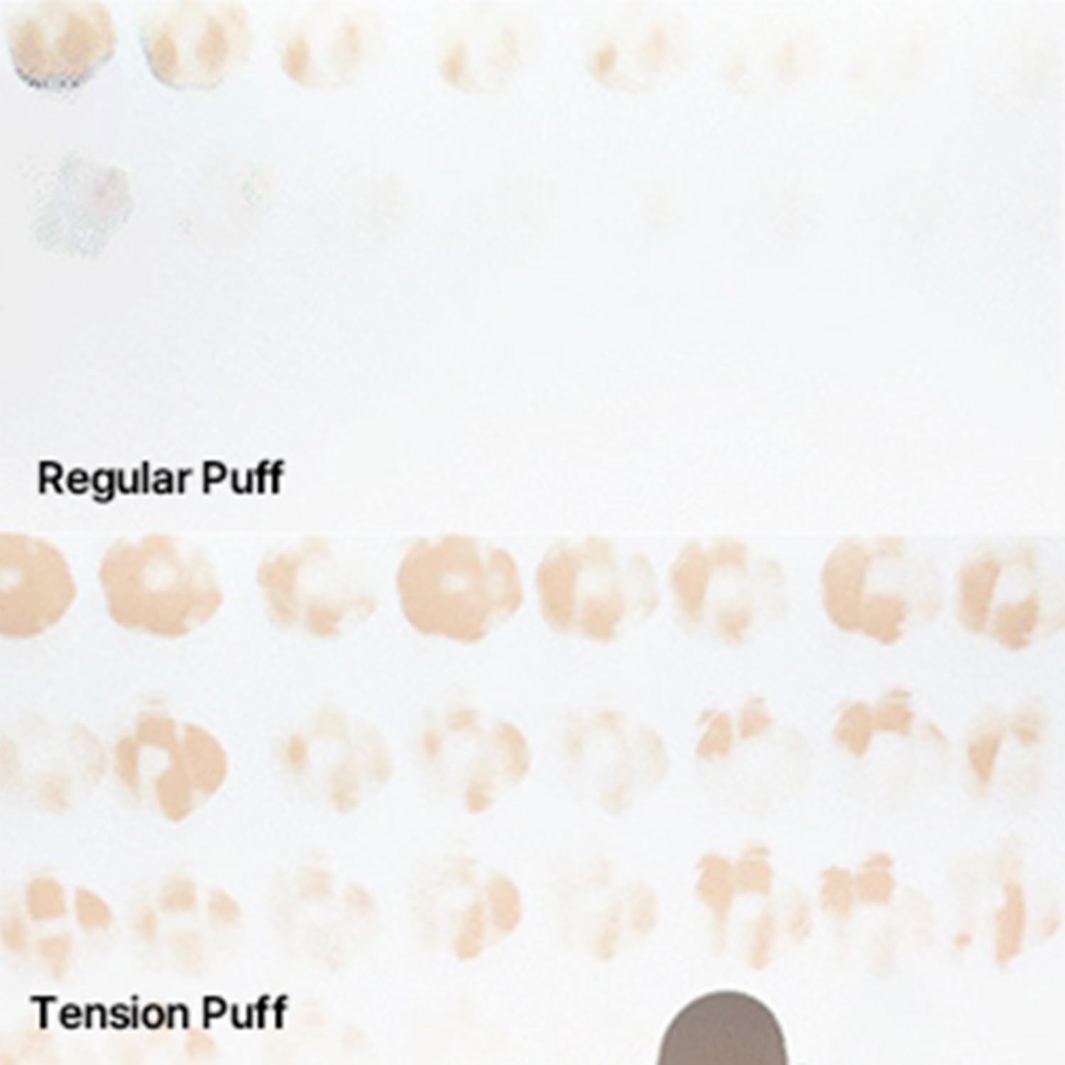 THE TOOL LAB puff beside ruler showing 2.6-inch scale for portability and coverage benefit