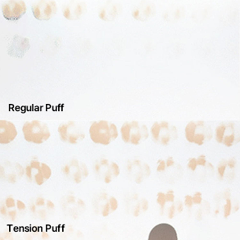 THE TOOL LAB puff beside ruler showing 2.6-inch scale for portability and coverage benefit