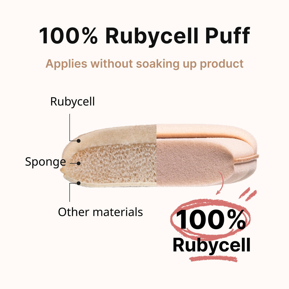 THE TOOL LAB puff pressing foundation on hand showing seamless pickup and natural finish