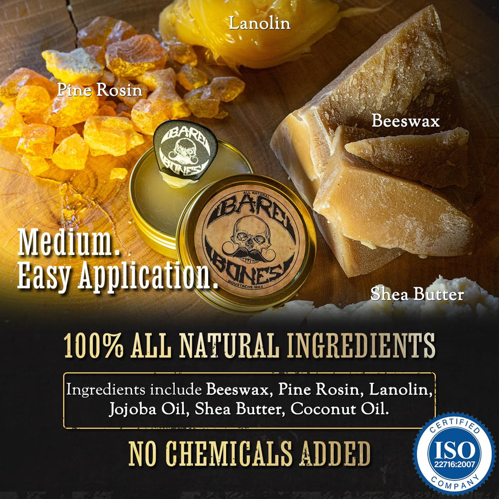 THE VINTAGE GROOMING CO. ingredients display of beeswax oils highlighting natural formula