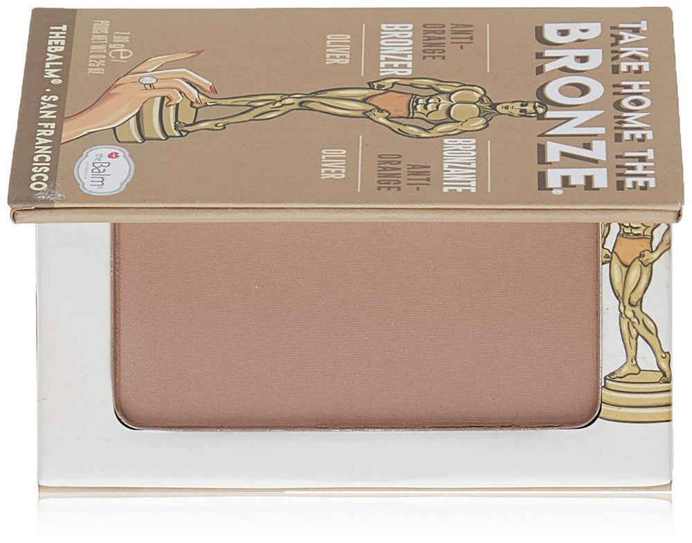 theBalm Oliver front compact showing pan and label for easy selection