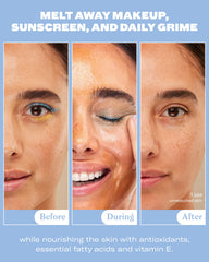 Then I Met You balm melting into oil on skin showing quick makeup-dissolving action