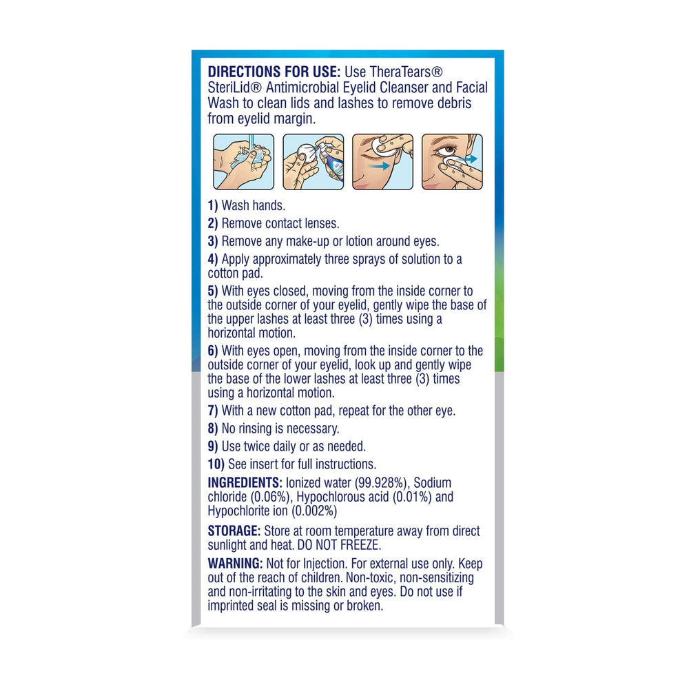 TheraTears SteriLid on bathroom counter in lifestyle scene showing everyday use convenience