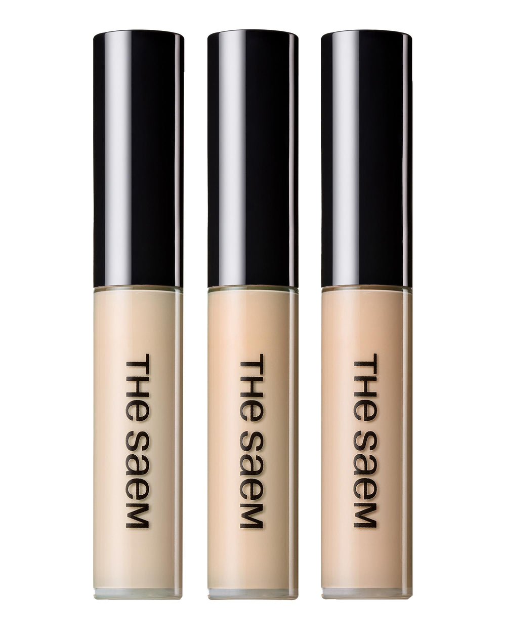 THESAEM concealer 3-pack front view showing all three shades and applicators for precise coverage