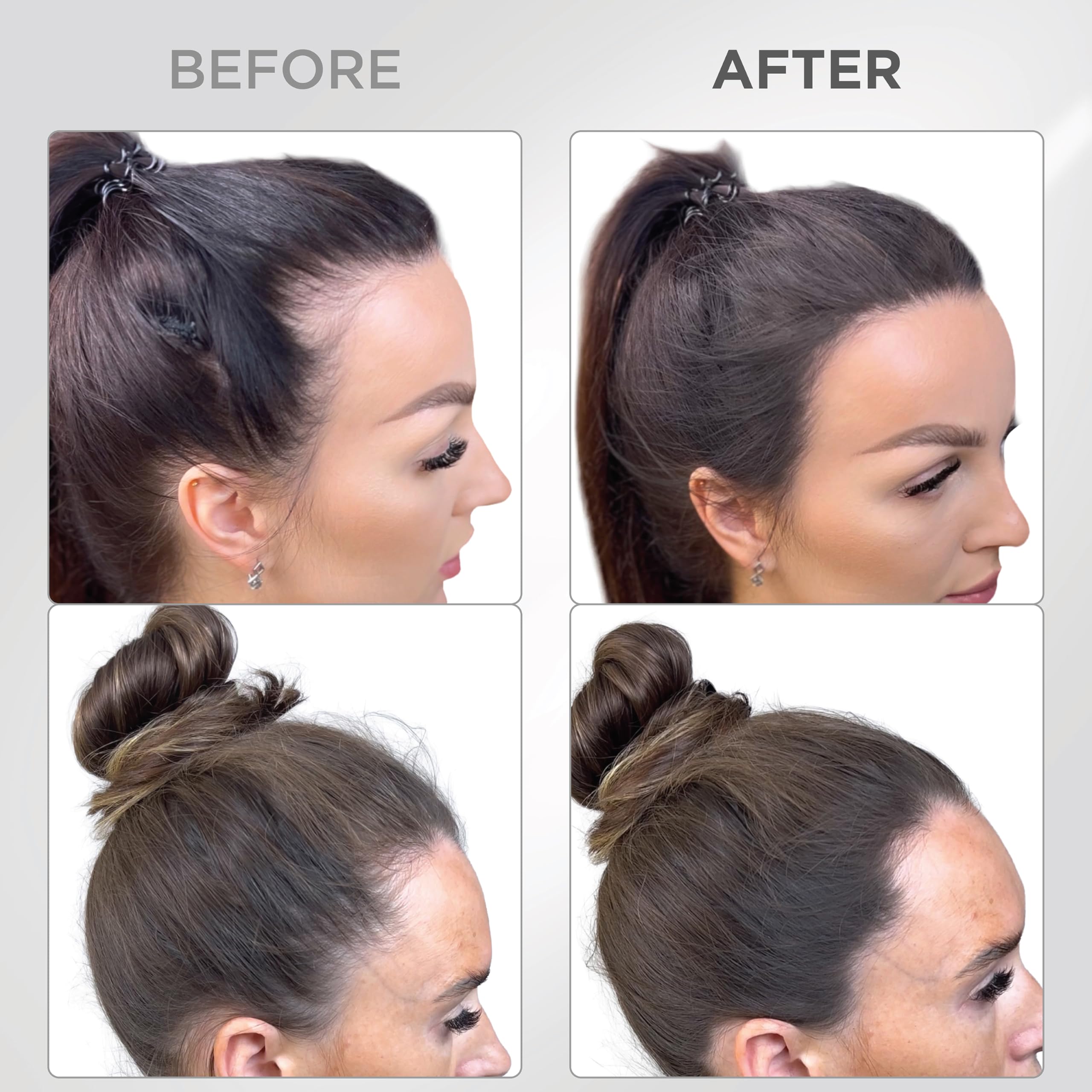 Thick Fiber before and after part line showing fuller natural-looking hair
