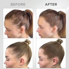 THICK FIBER brush applying powder to hairline for natural-looking fuller coverage benefit