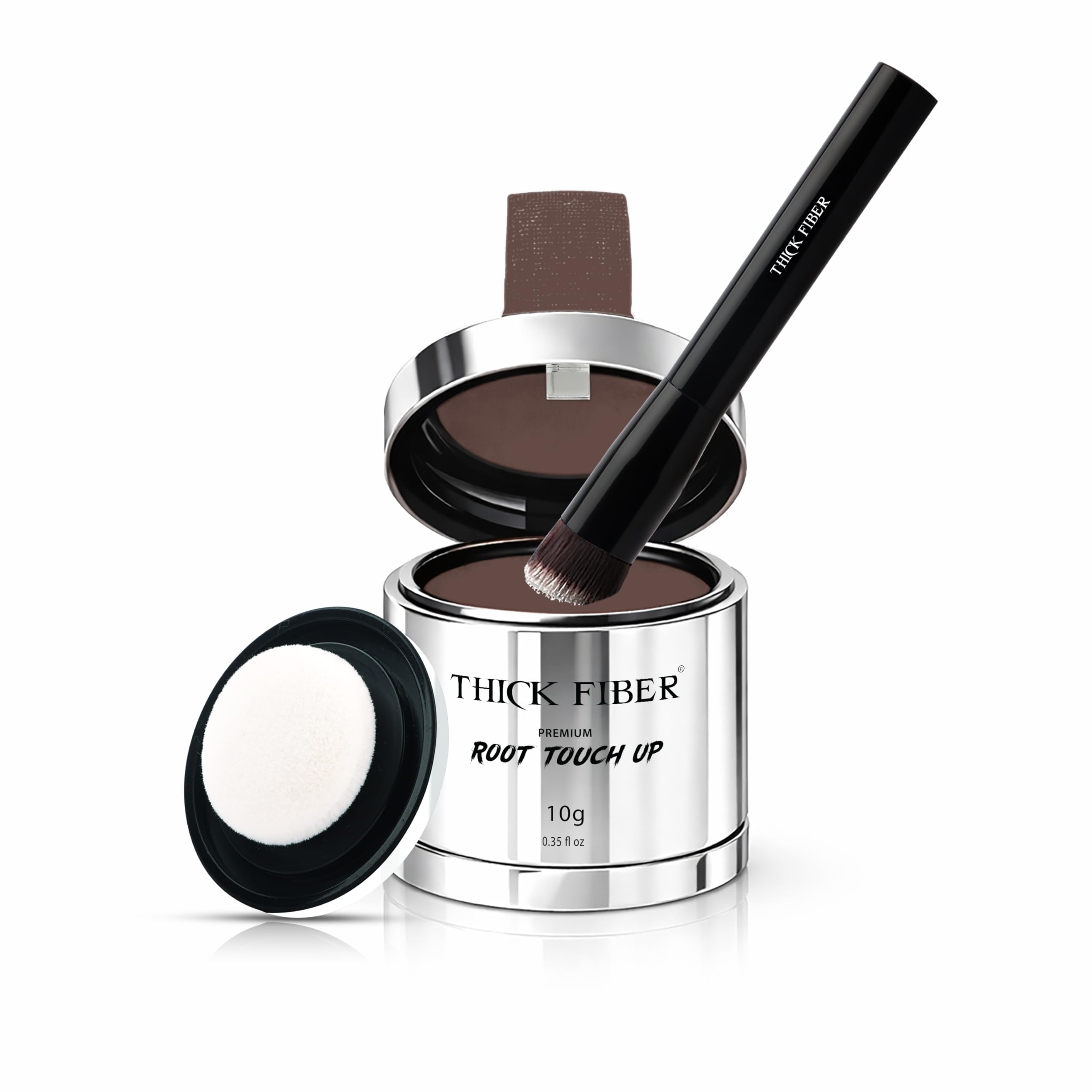 THICK FIBER front packaging showing Medium Brown kit and benefits