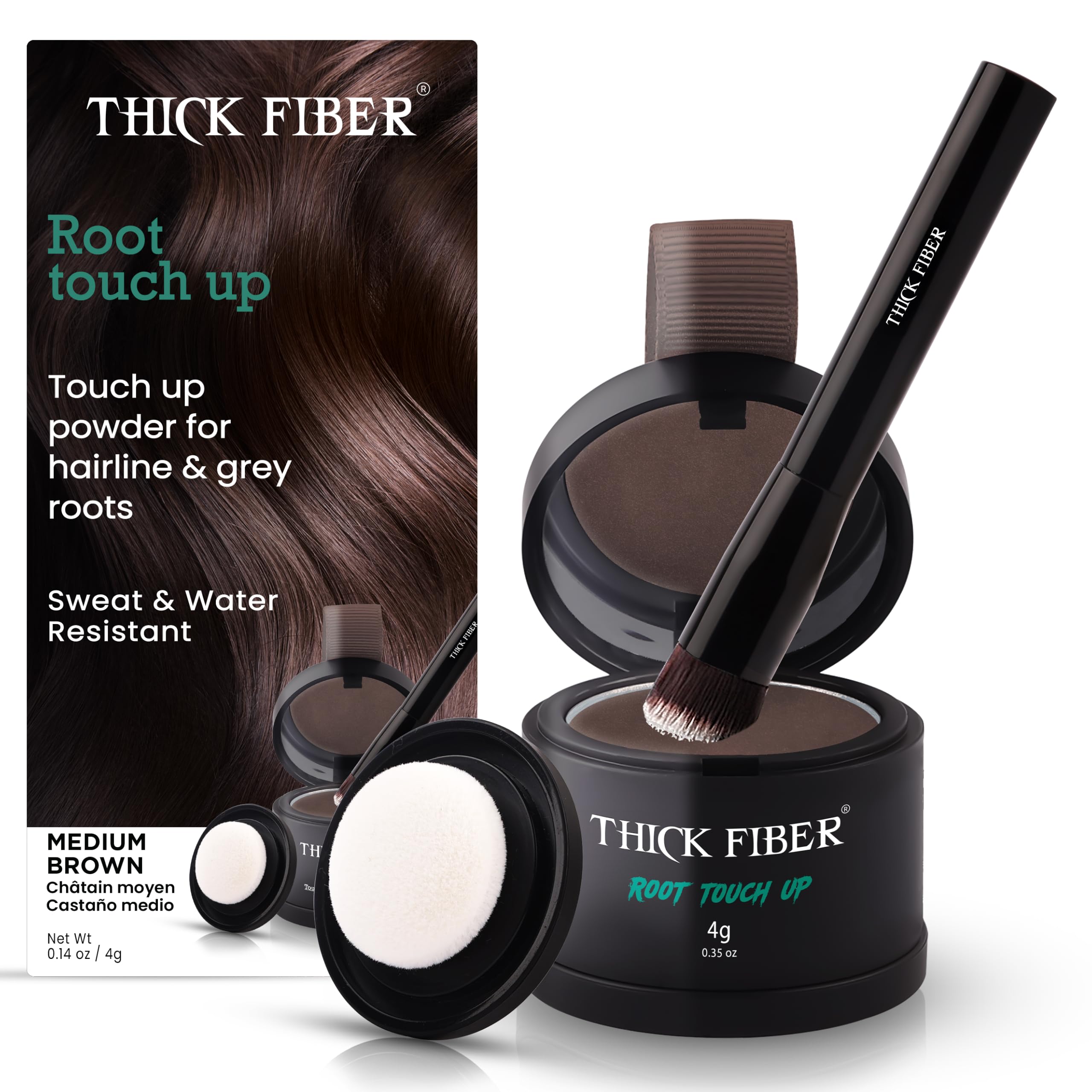 Thick Fiber front packaging showing medium brown shade and kit benefits