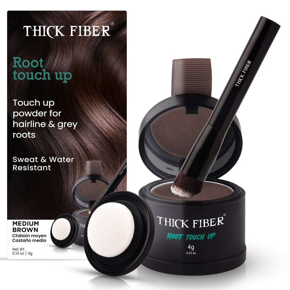 Thick Fiber front packaging showing medium brown shade and kit benefits