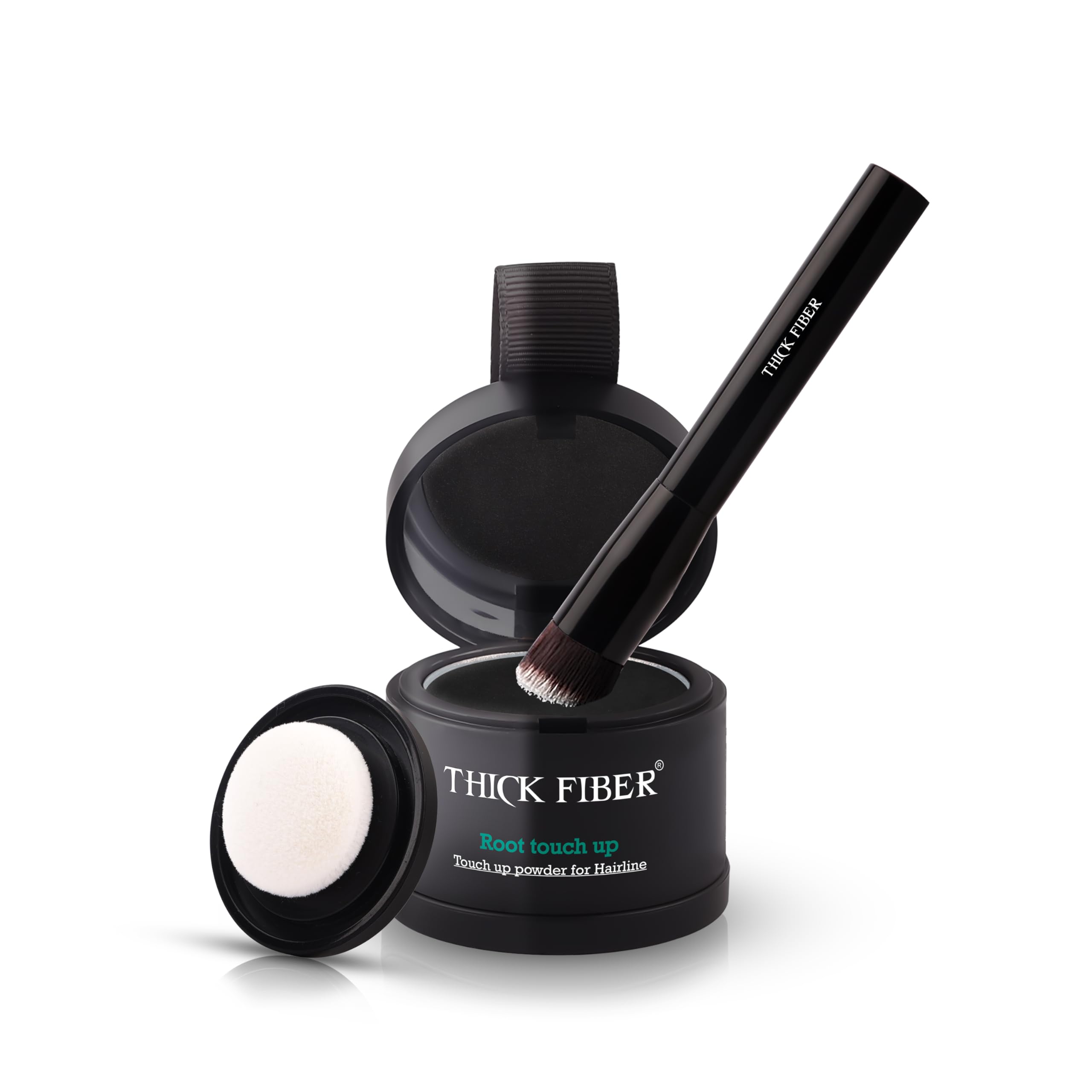 THICK FIBER front packaging showing product and brush, quick root coverage
