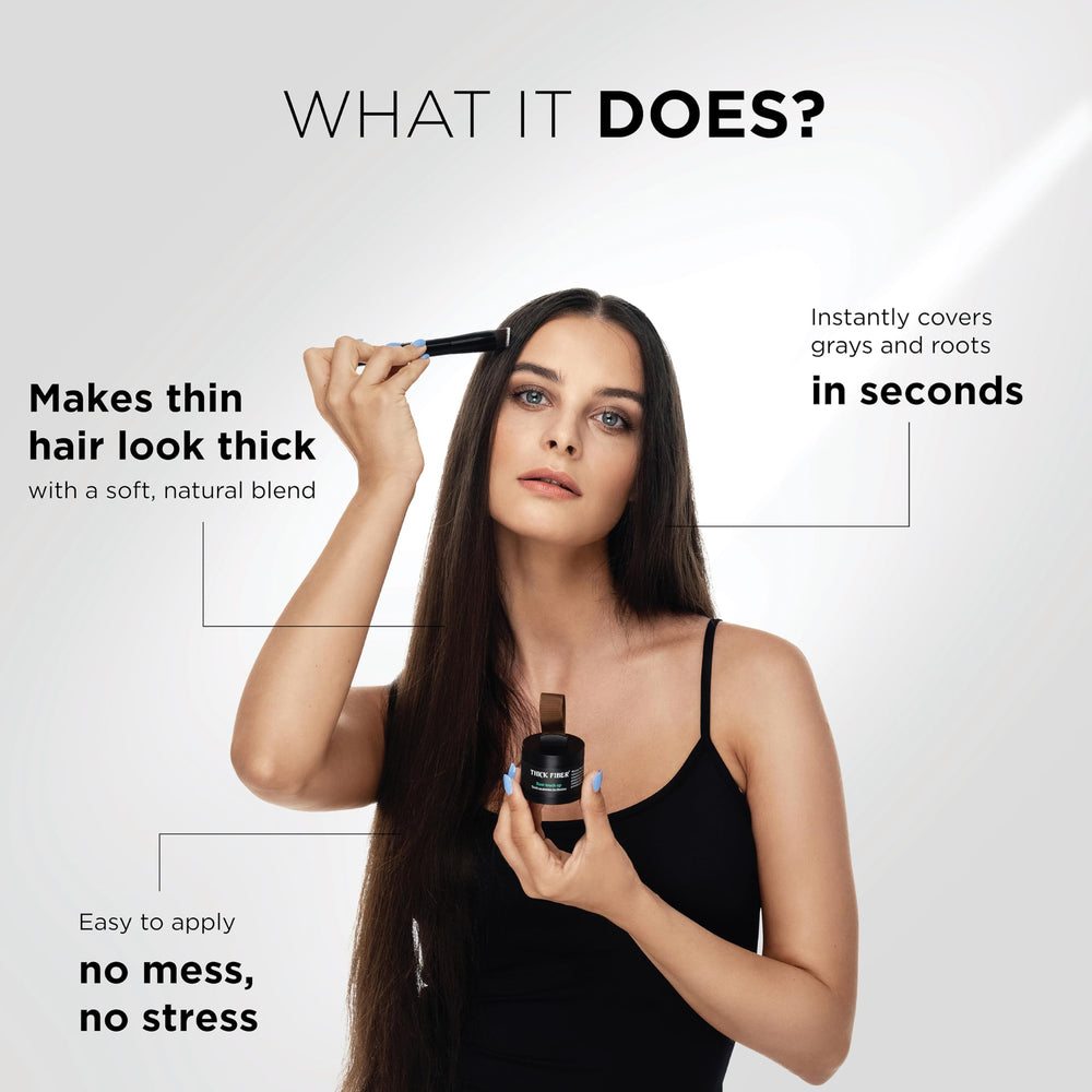 THICK FIBER precision brush close-up, allows targeted, neat application