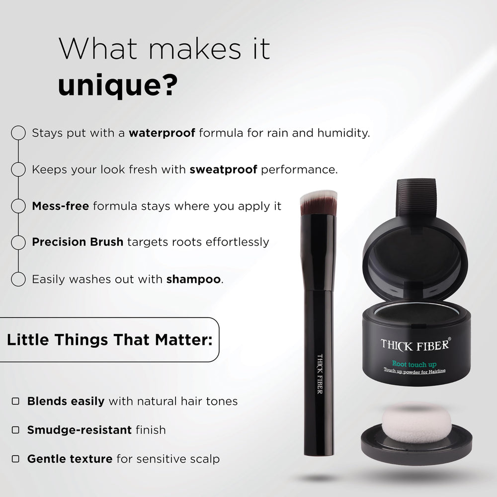 THICK FIBER compact size next to fingers, travel-friendly convenience