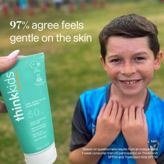 THINK applying sunscreen to a child’s arm for quick, even coverage