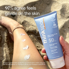 Thinksport applied on forearm demonstrating quick rub-in and even coverage