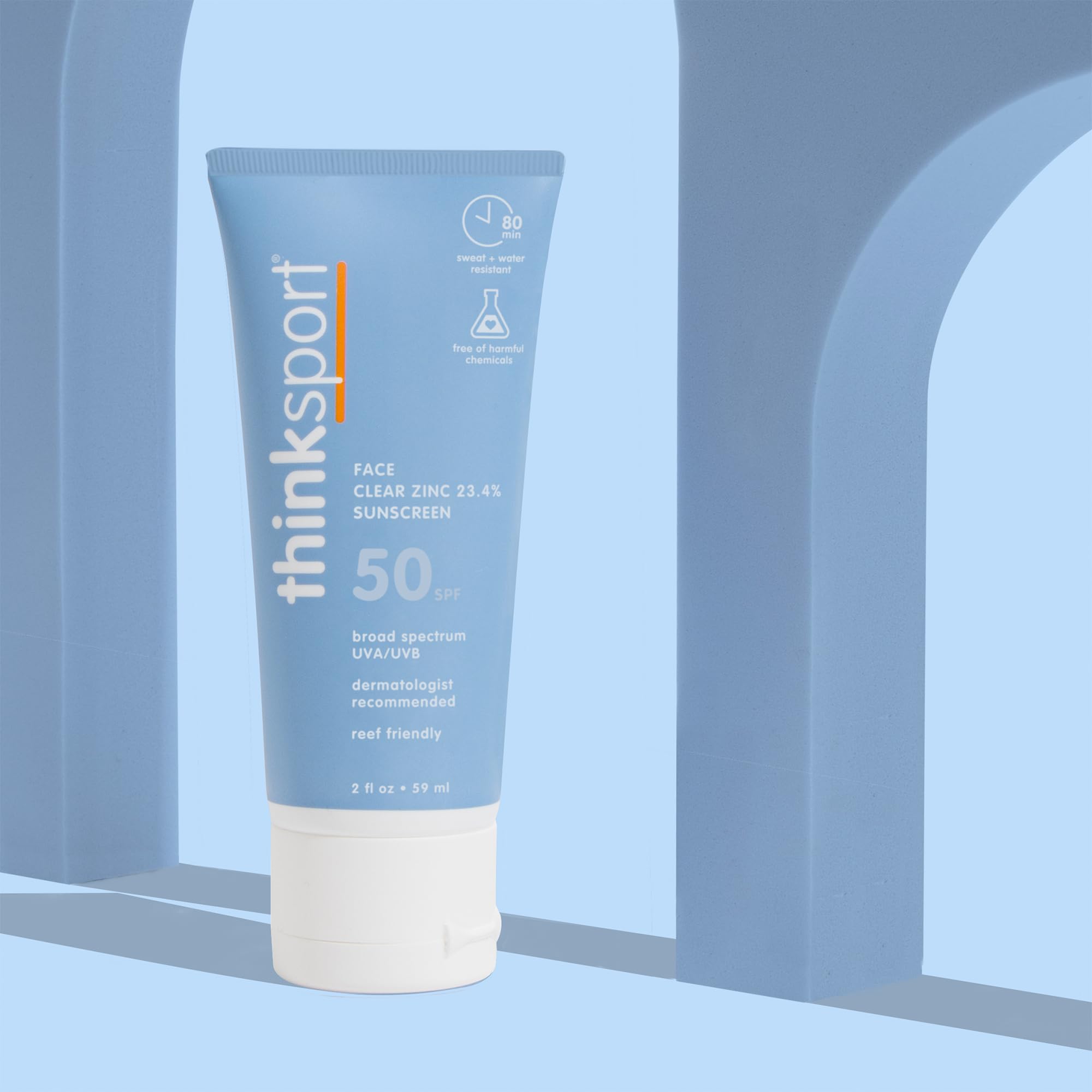 Thinksport sunscreen applied from tube in hand for easy on-the-go use