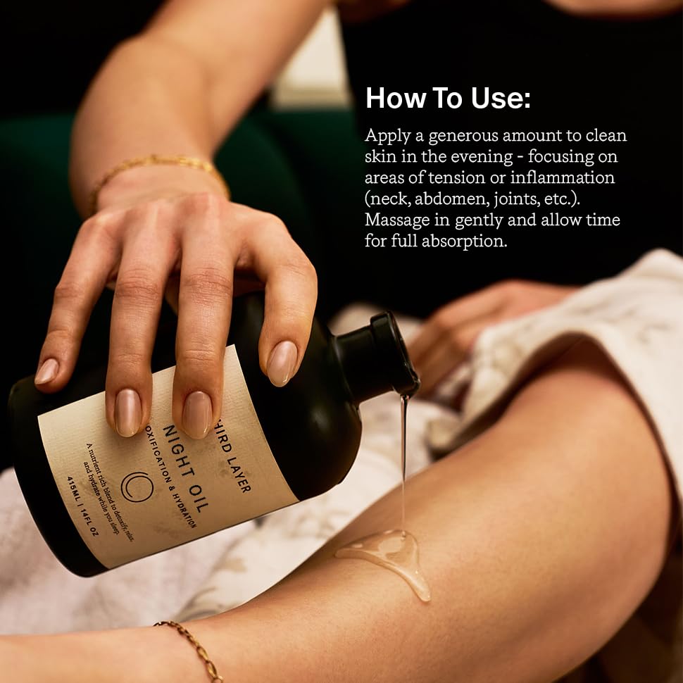Third Layer oil warmed in hands for application to calm and ground before bed