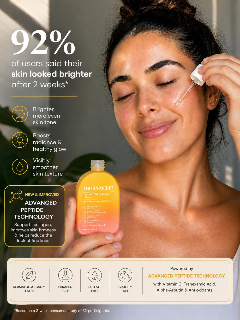 THORN & BERRY pump dispensing lightweight serum for fast-absorbing hydration