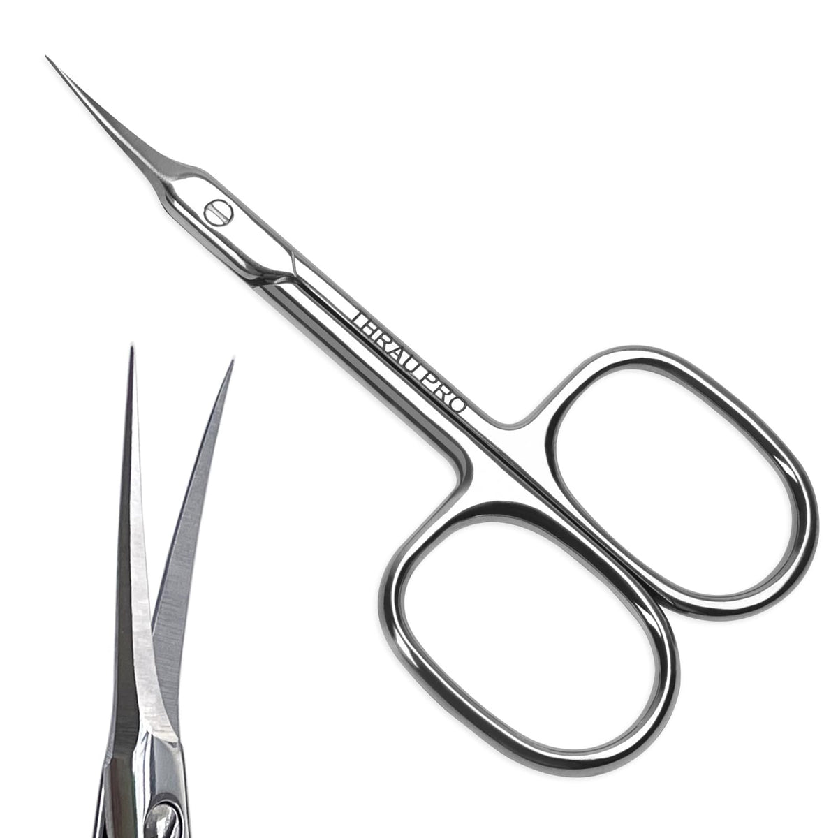 THRAU scissors front packaging showing compact grooming tool and benefits
