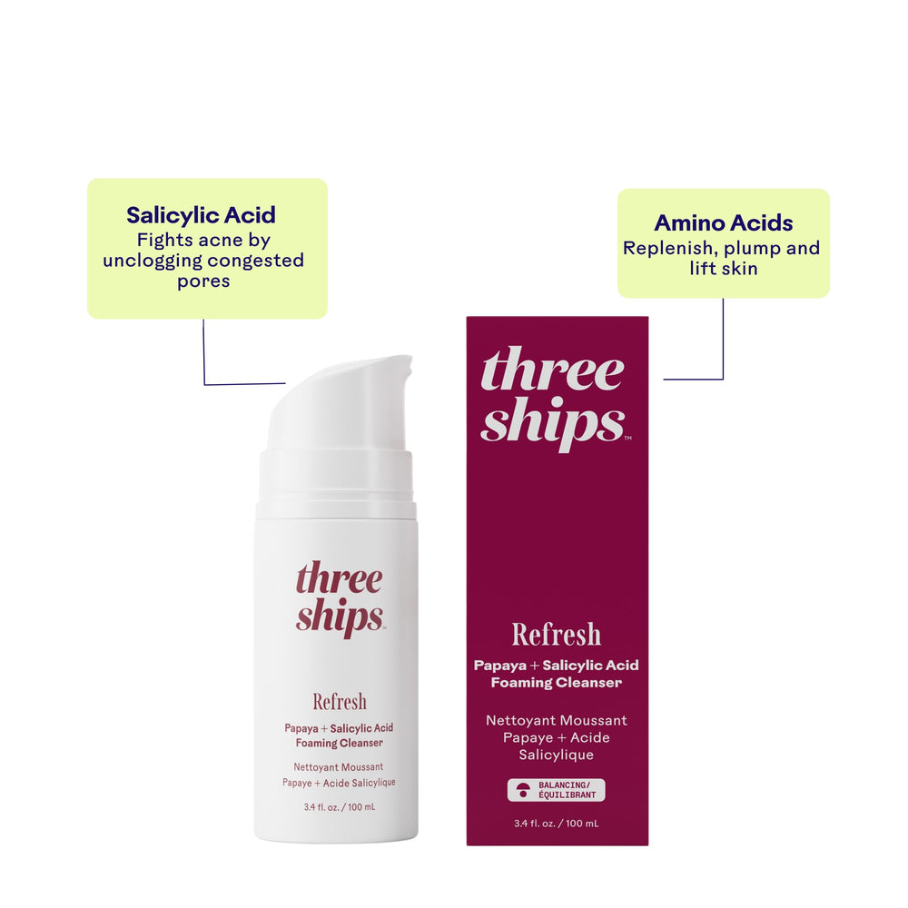 Three Ships size comparison with 3.4 fl oz scale for travel-friendly confidence