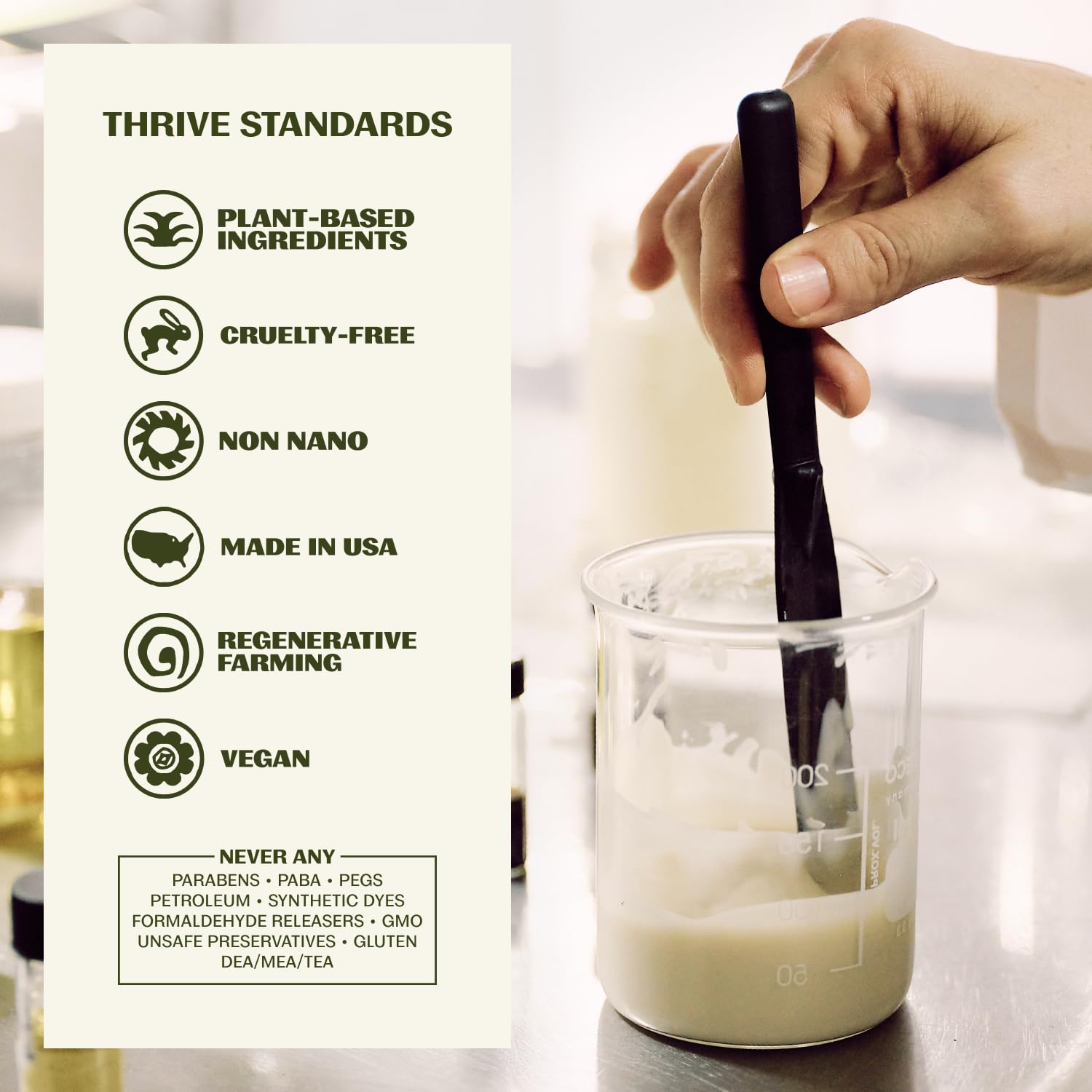 Thrive Natural Care tube held next to hand showing real size and scale