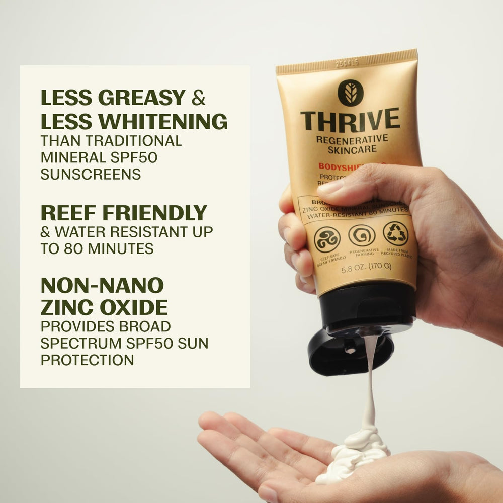Thrive Natural Care cream texture close-up demonstrating fast rub-in benefit