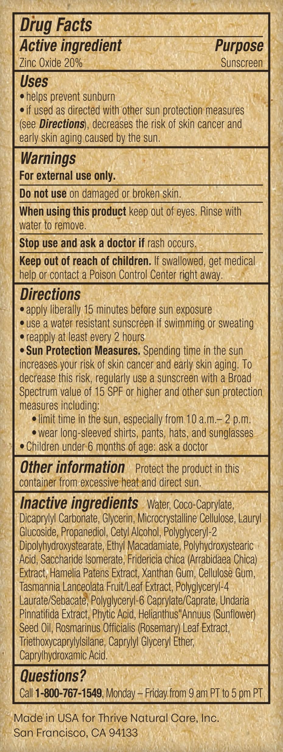 Thrive Natural Care sunscreen in outdoor bag conveying everyday sun protection