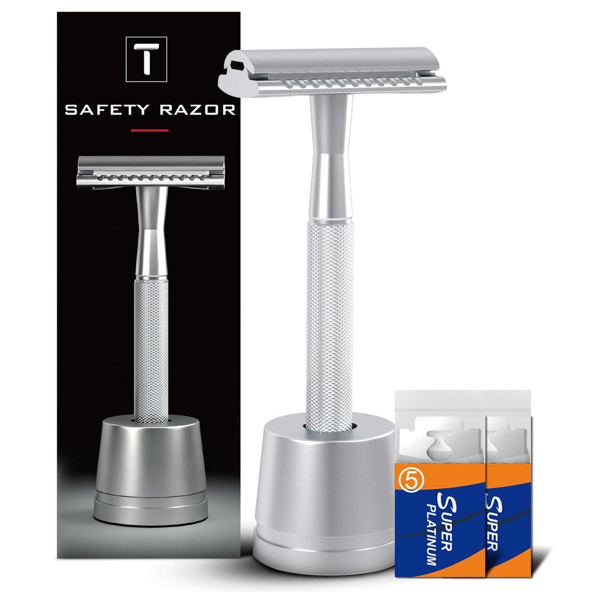 THURLADY razor front view showing sleek metal finish and balanced design benefit