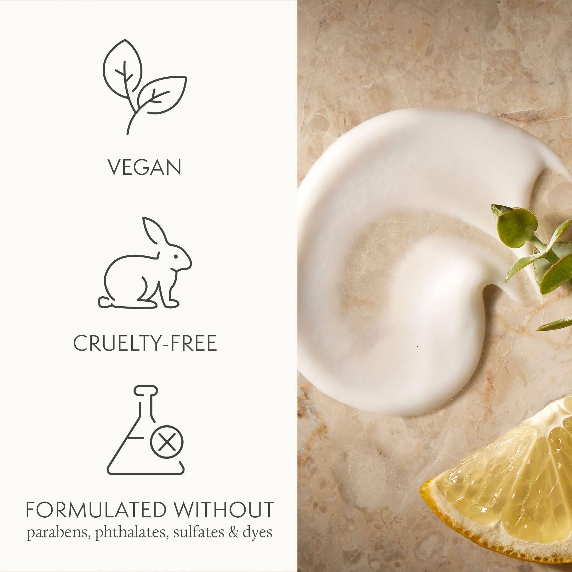 Thymes eucalyptus ingredients label showing sodium hyaluronate and squalane for moisture support