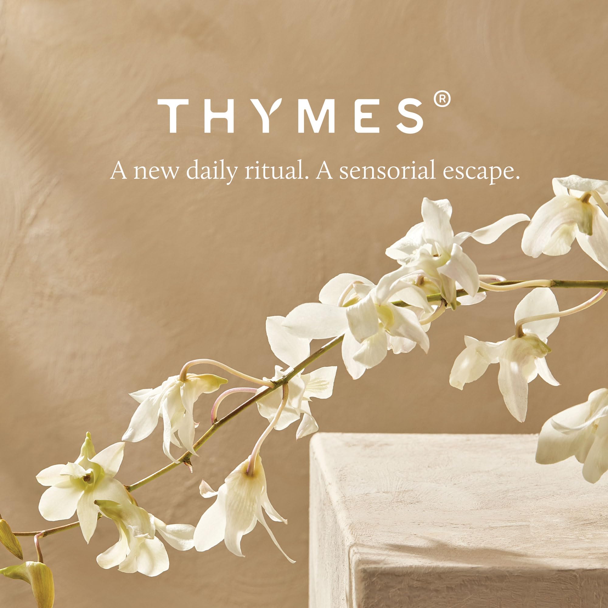 Thymes eucalyptus lifestyle bathroom scene evoking spa-like freshness and daily ritual benefit