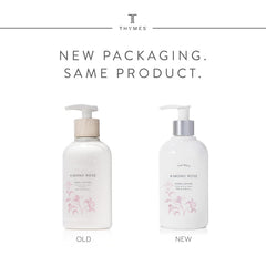 Thymes Kimono Rose in-hand application demonstrating smooth absorption