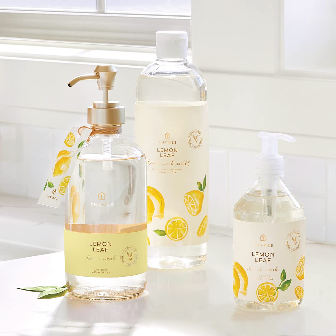 Thymes pump detail highlighting easy-dispense pump and mess-free convenience