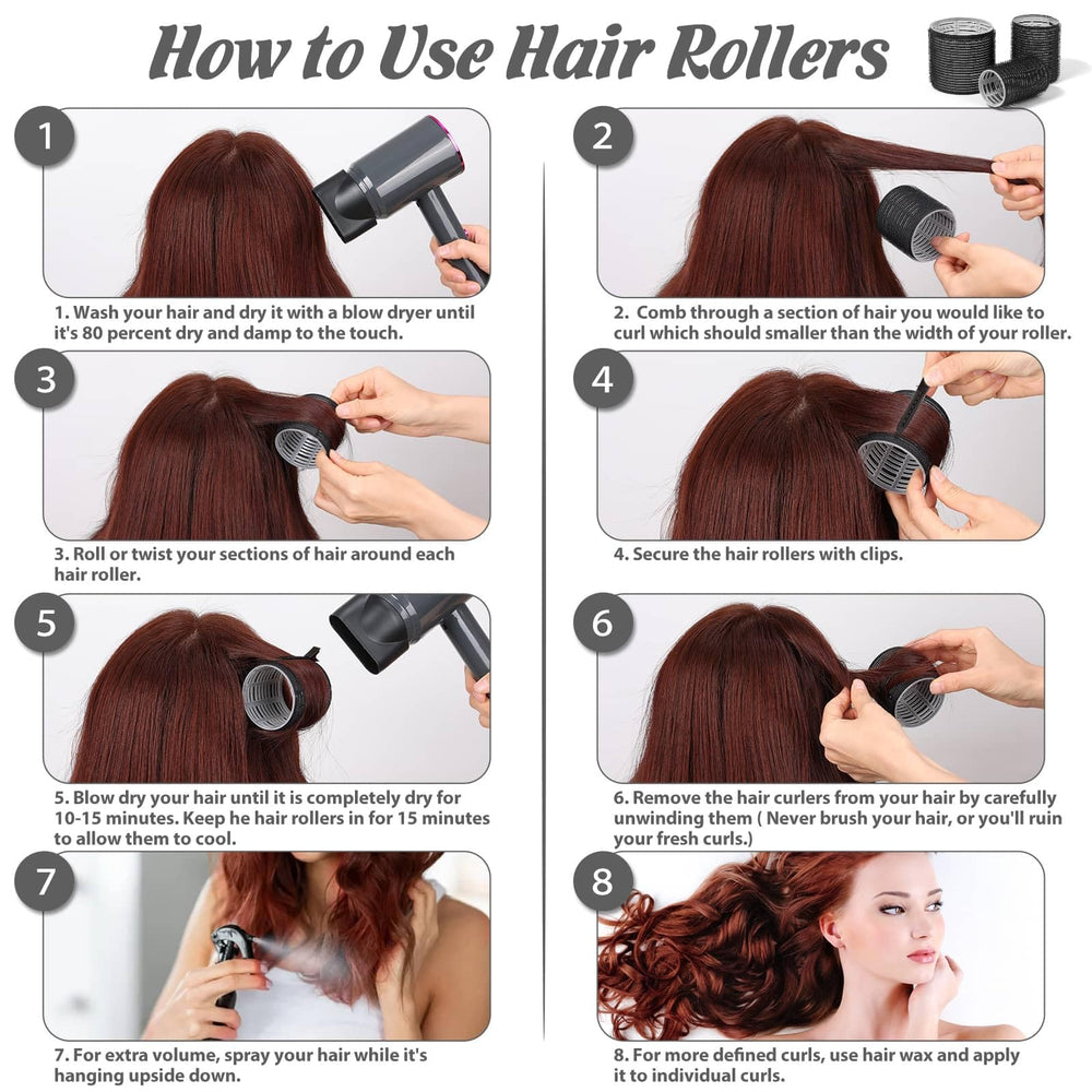 Tidponra four roller sizes arranged to show curl variety and styling options