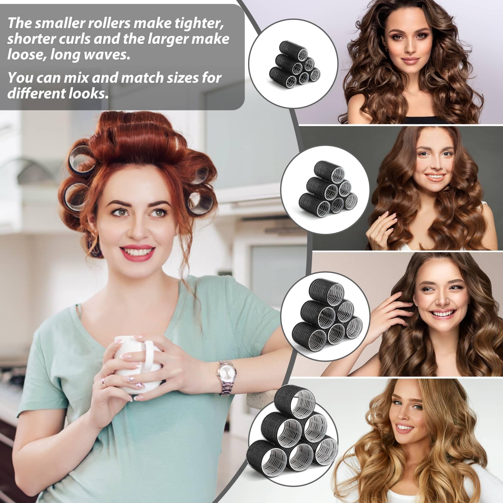 Tidponra rollers applied in hair demonstrating hands-on use for volume