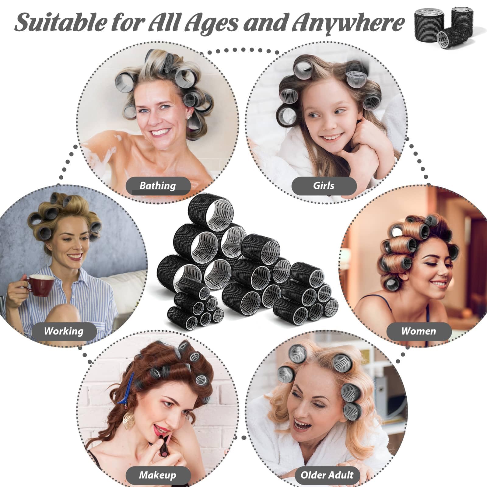 Tidponra rollers held in hand showing size scale for choosing curls