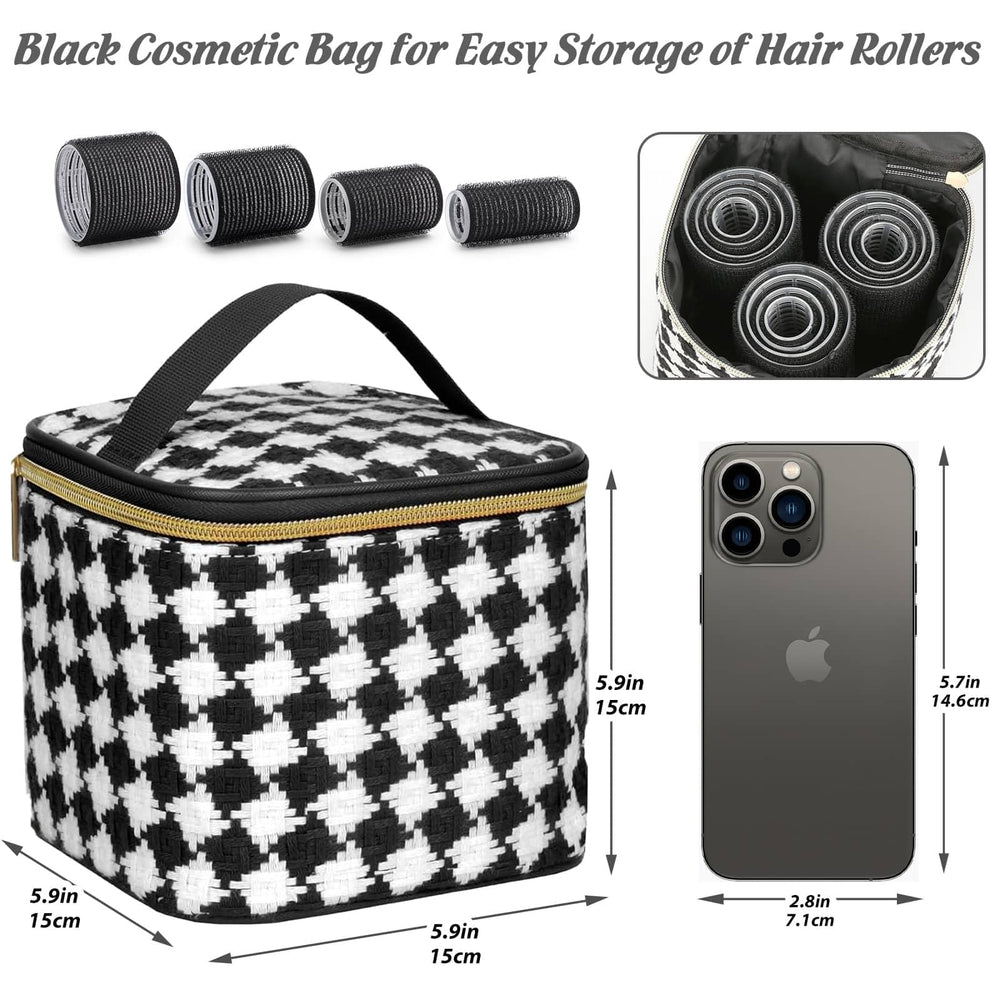 Tidponra compact cosmetic bag storing rollers for tidy travel convenience
