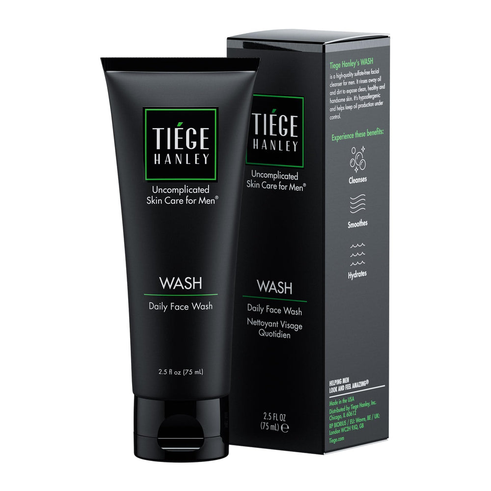 Tiege Hanley front packaging showing bottle and clean design, promotes clarity