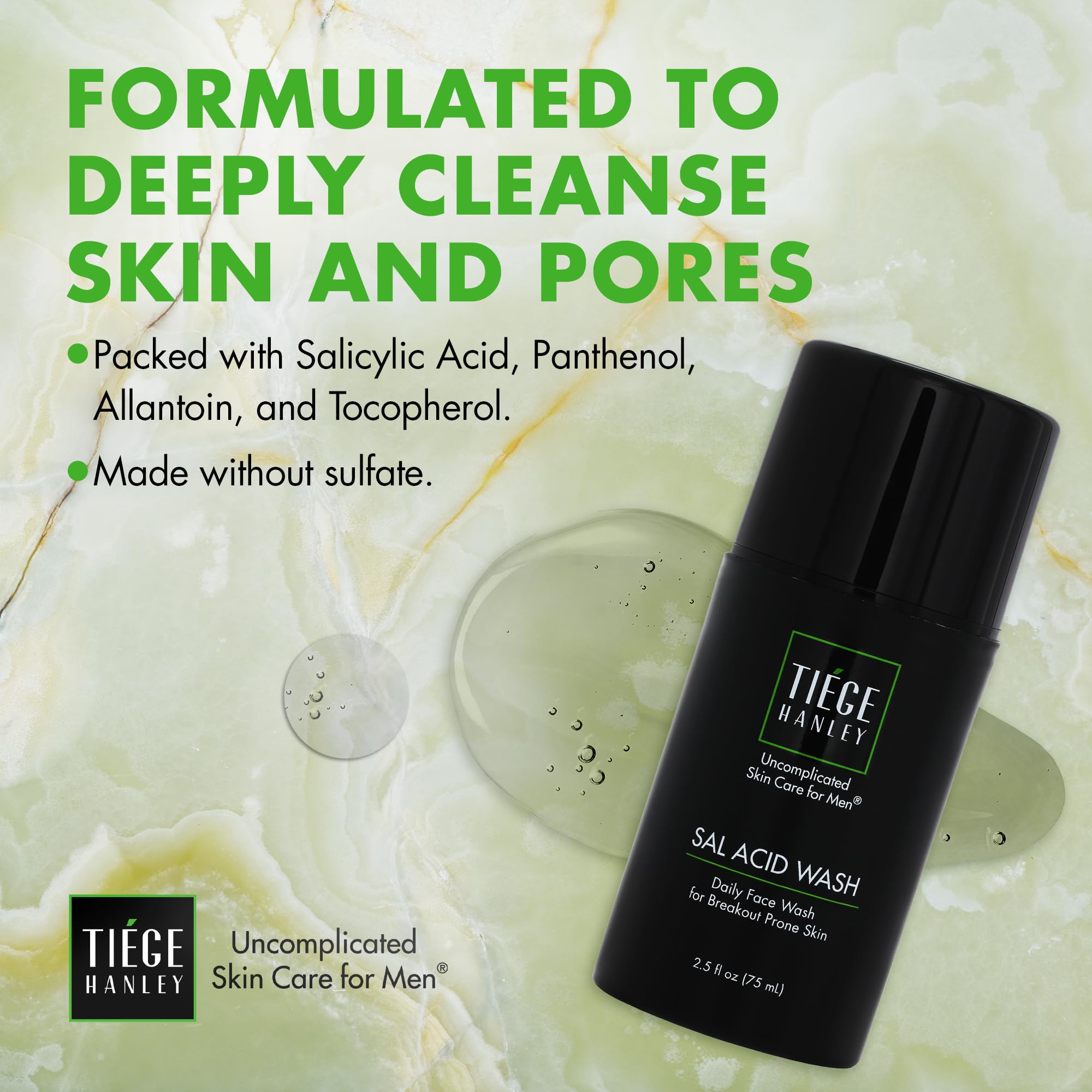 Tiege Hanley held in hand to show 2.5 fl oz travel-friendly size and portability