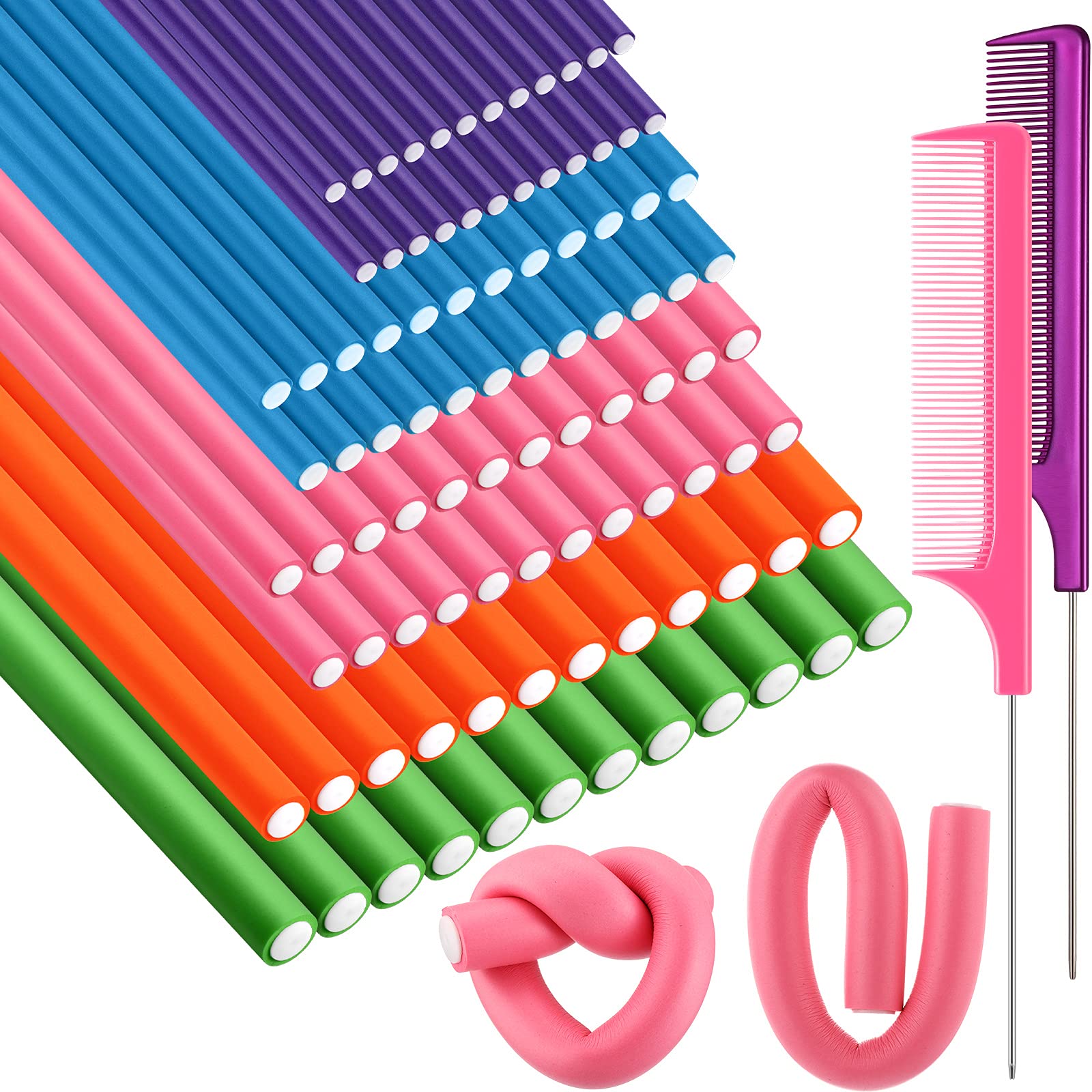 Tigeen front packaging showing full 96-piece curling rod kit benefit easy storage
