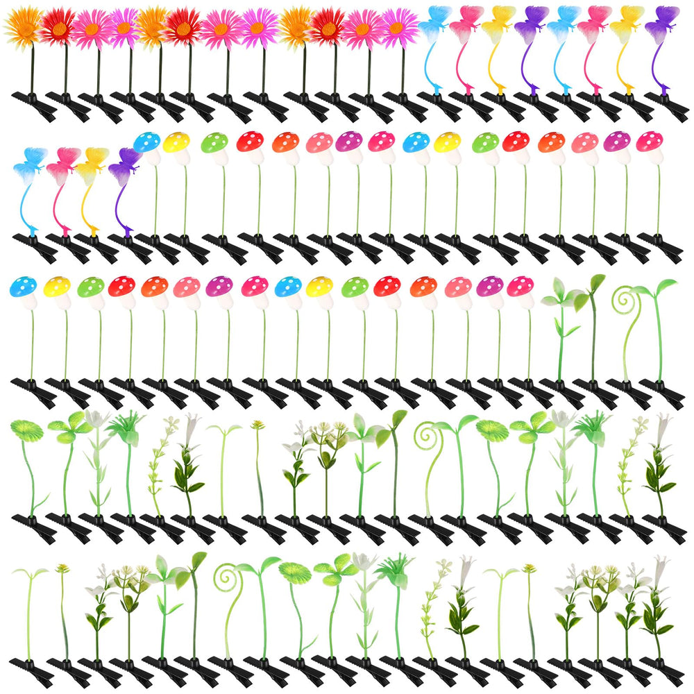 Tigeen front packaging showing 100 assorted plant hair clips and variety benefit