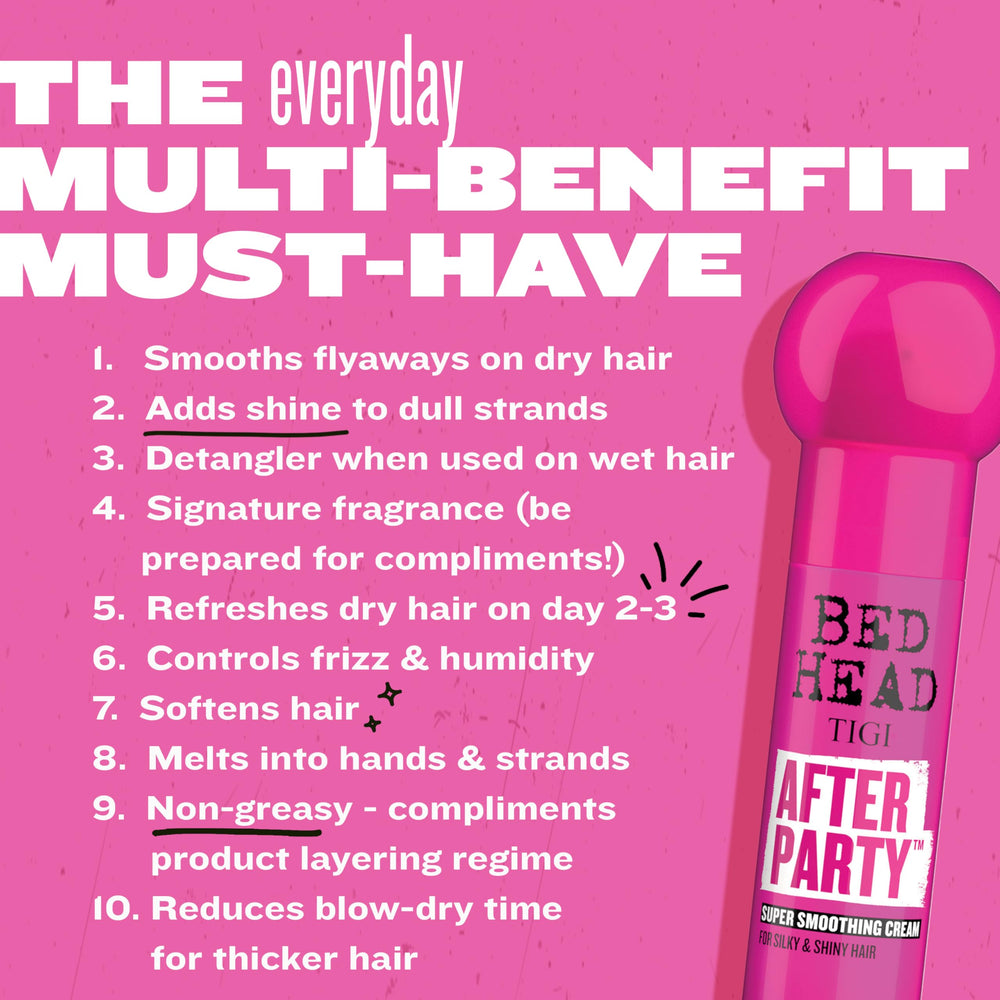 TIGI Bed Head label close-up highlighting key ingredients and shine enhancers