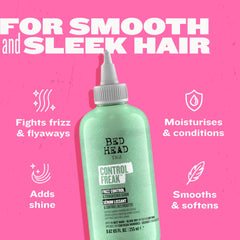 TIGI Bed Head held in hand showing bottle size and travel-friendly benefit
